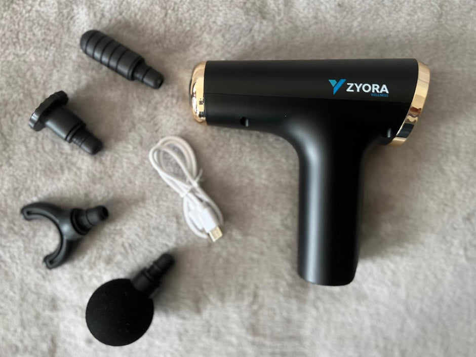 Pistola De Masaje Zyora 32 Velocidades + Lcd + 4 Cabezales