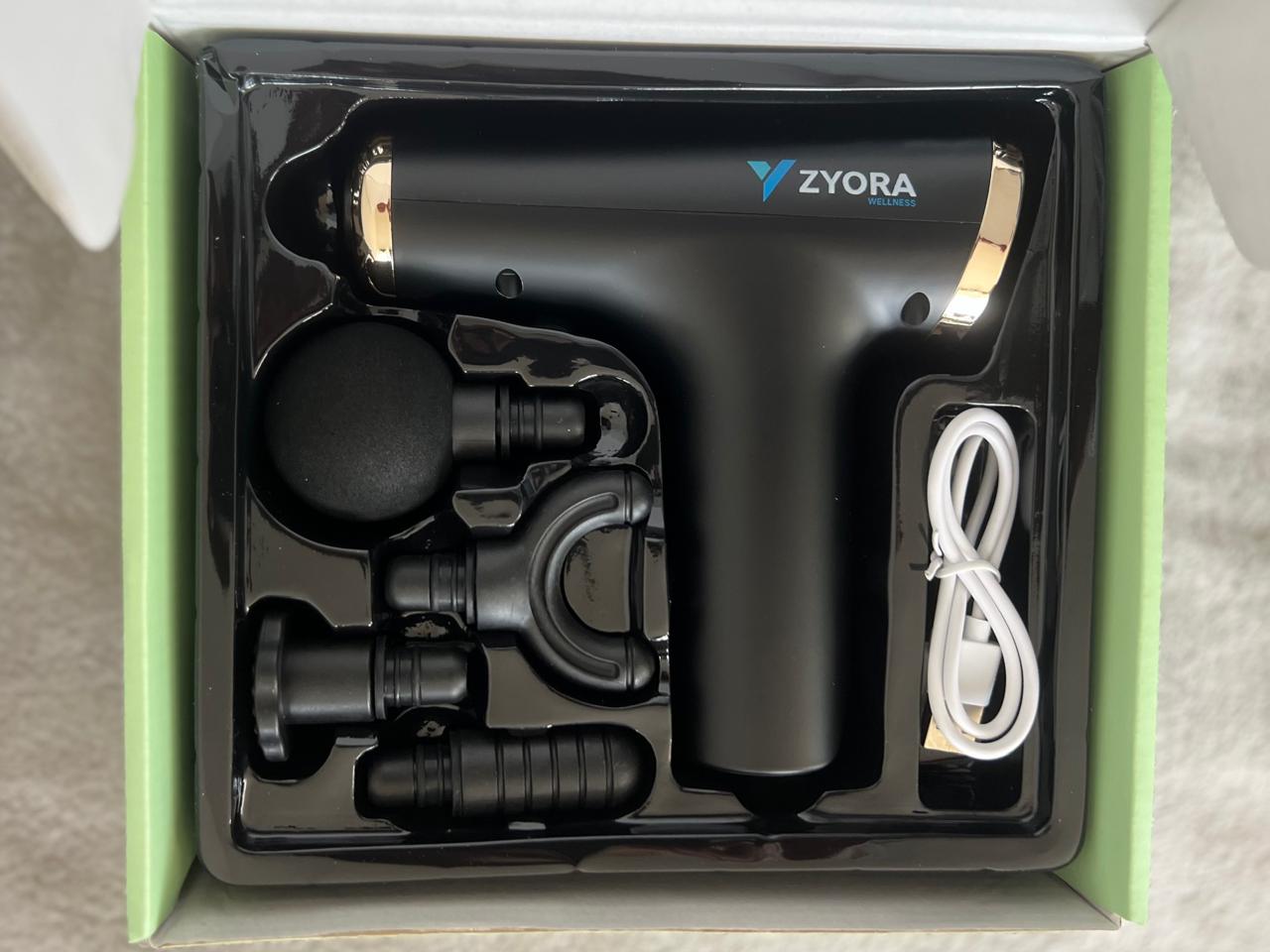 Pistola De Masaje Zyora 32 Velocidades + Lcd + 4 Cabezales