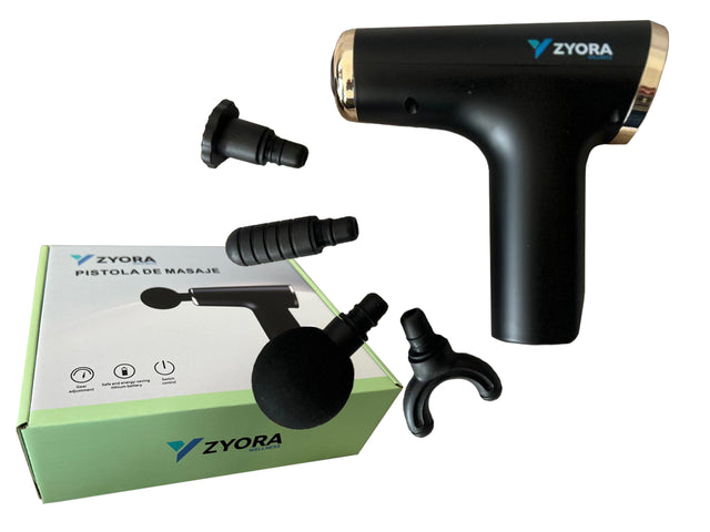 Pistola De Masaje Zyora 32 Velocidades + Lcd + 4 Cabezales
