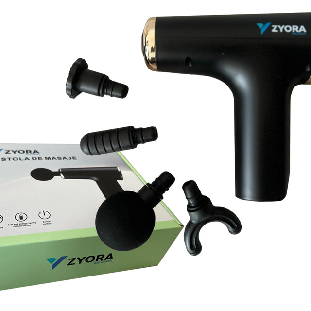 Pistola De Masaje Zyora 32 Velocidades + Lcd + 4 Cabezales